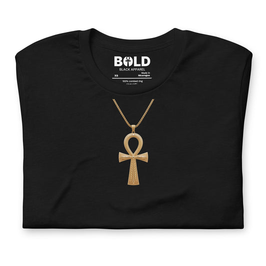 Ankh on Necklace T-Shirt - Bold Black Apparel