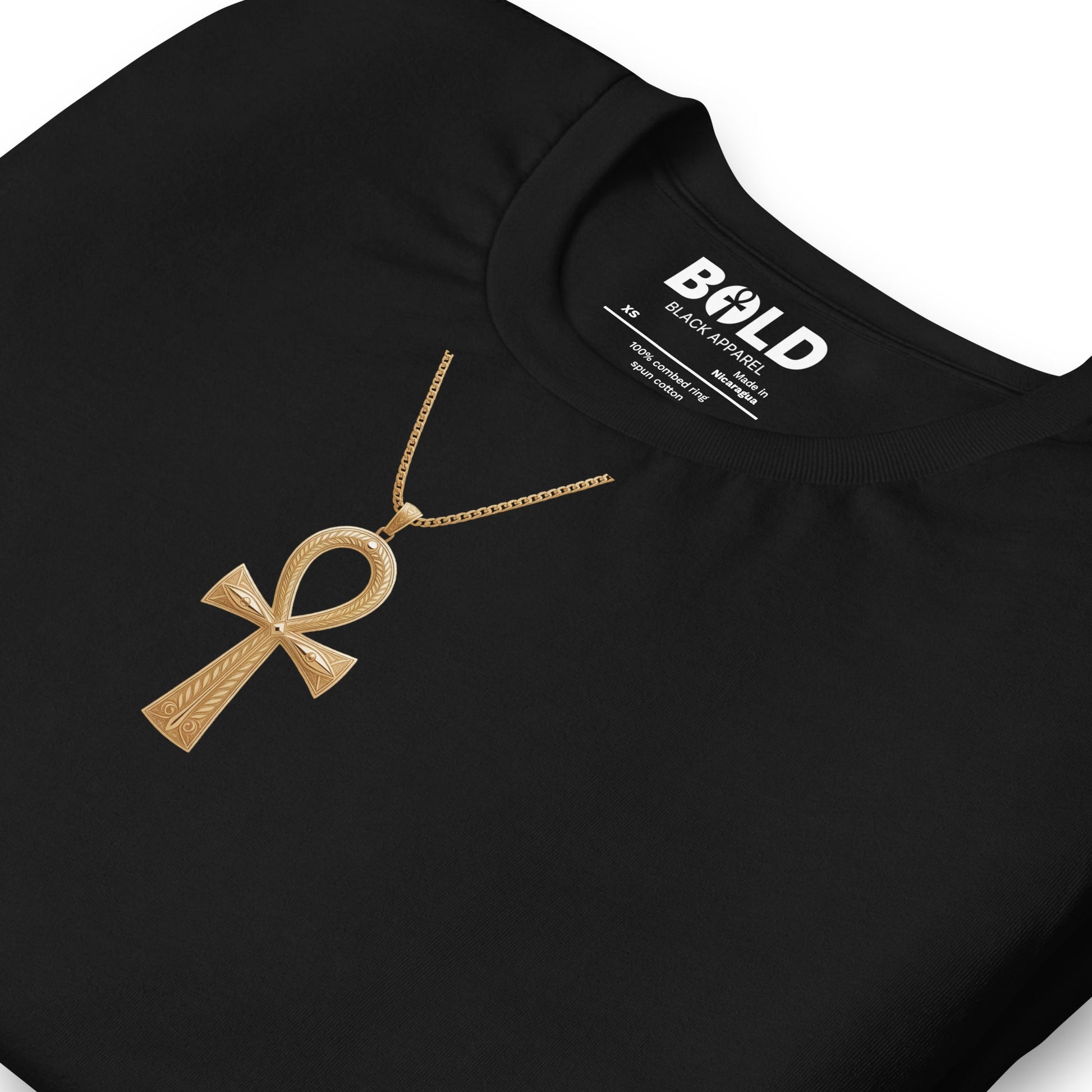 Ankh on Necklace T-Shirt - Bold Black Apparel