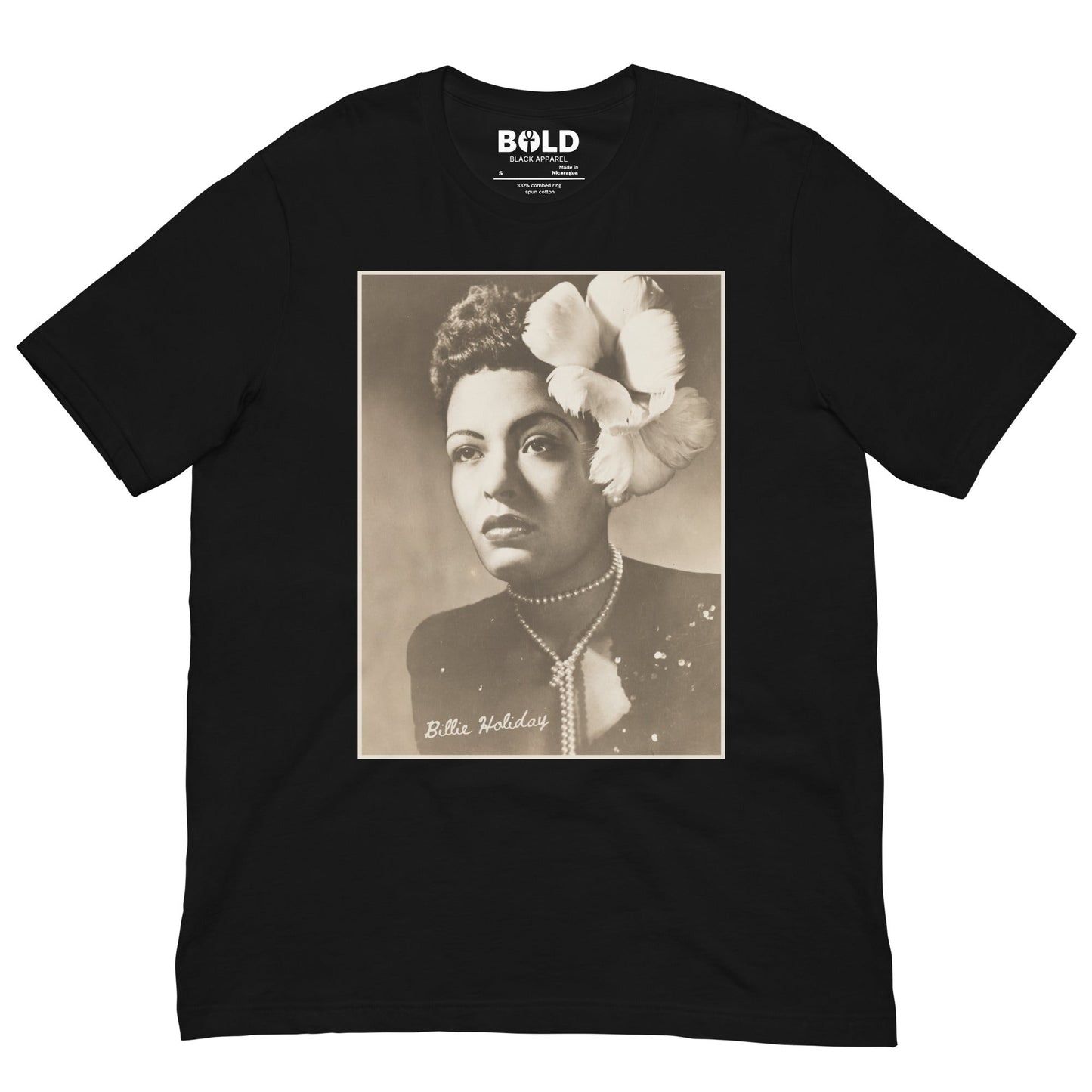 Billie Holiday Portrait T-Shirt - Bold Black Apparel