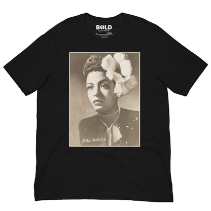 Billie Holiday Portrait T-Shirt - Bold Black Apparel