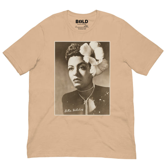 Billie Holiday Portrait T-Shirt - Bold Black Apparel