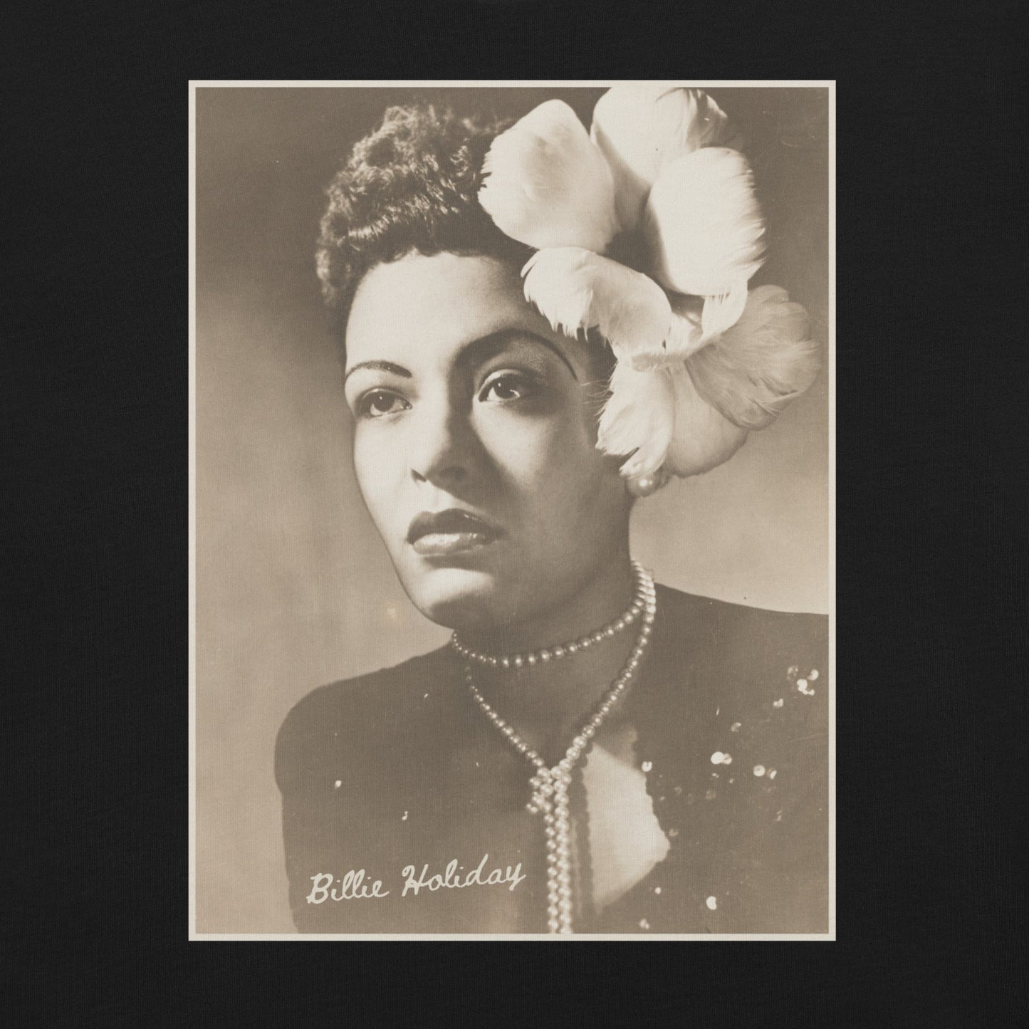 Billie Holiday Portrait T-Shirt - Bold Black Apparel