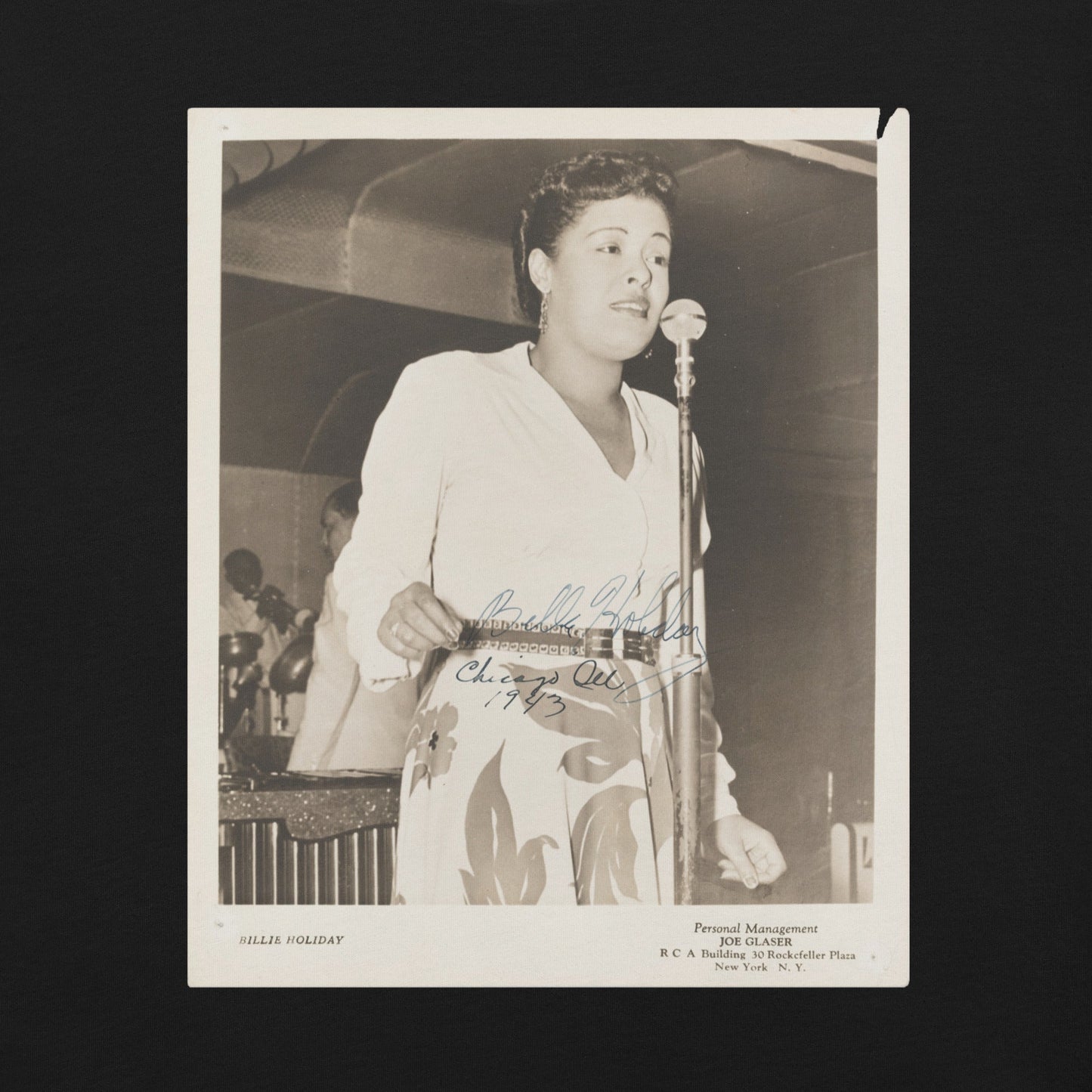 Billie Holiday Singing in Chicago T-Shirt - Bold Black Apparel