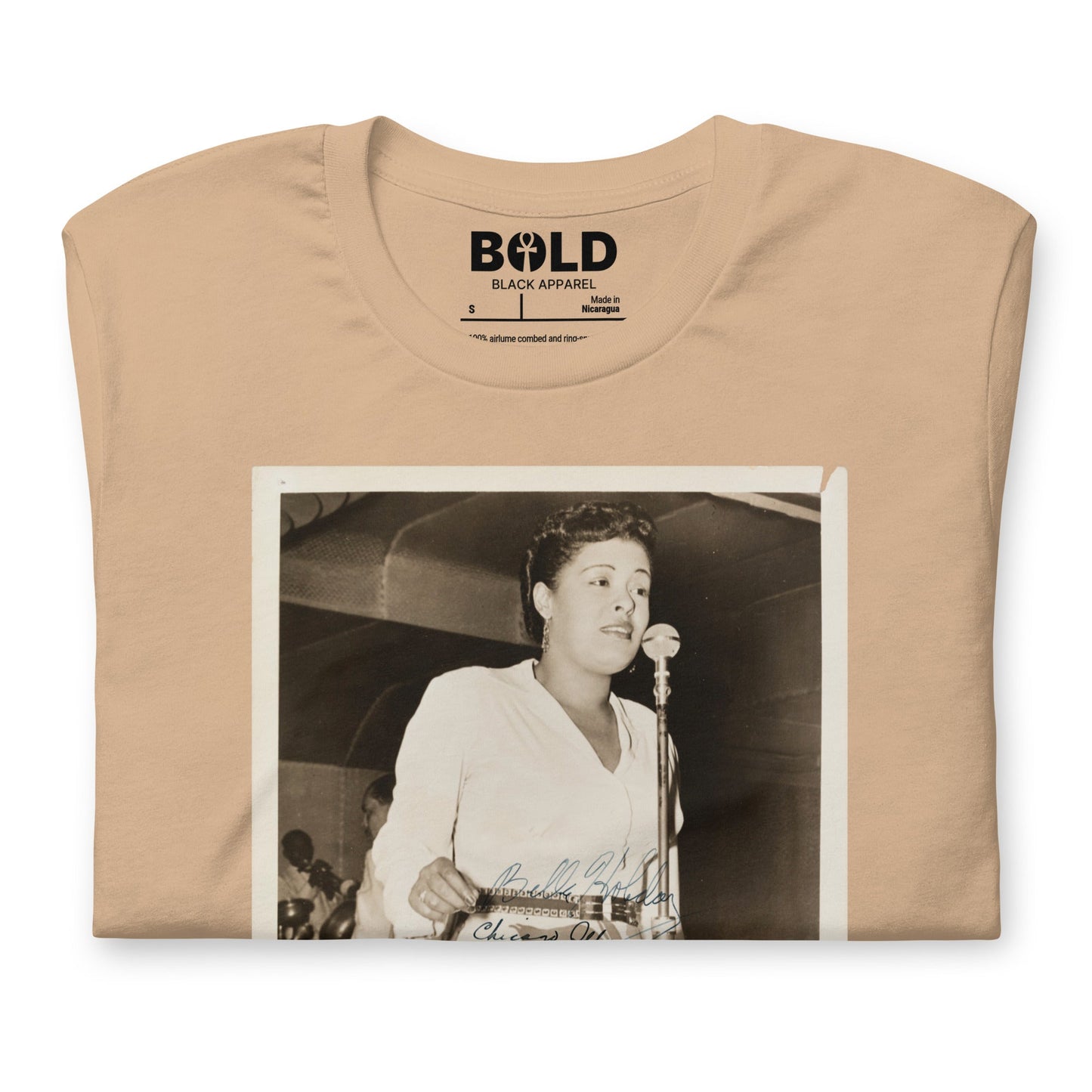 Billie Holiday Singing in Chicago T-Shirt - Bold Black Apparel