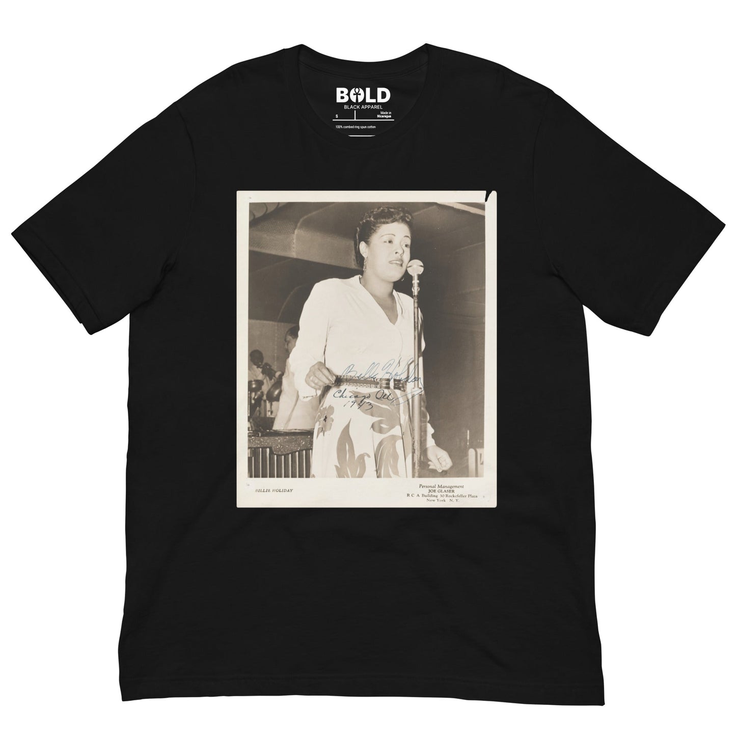 Billie Holiday Singing in Chicago T-Shirt - Bold Black Apparel
