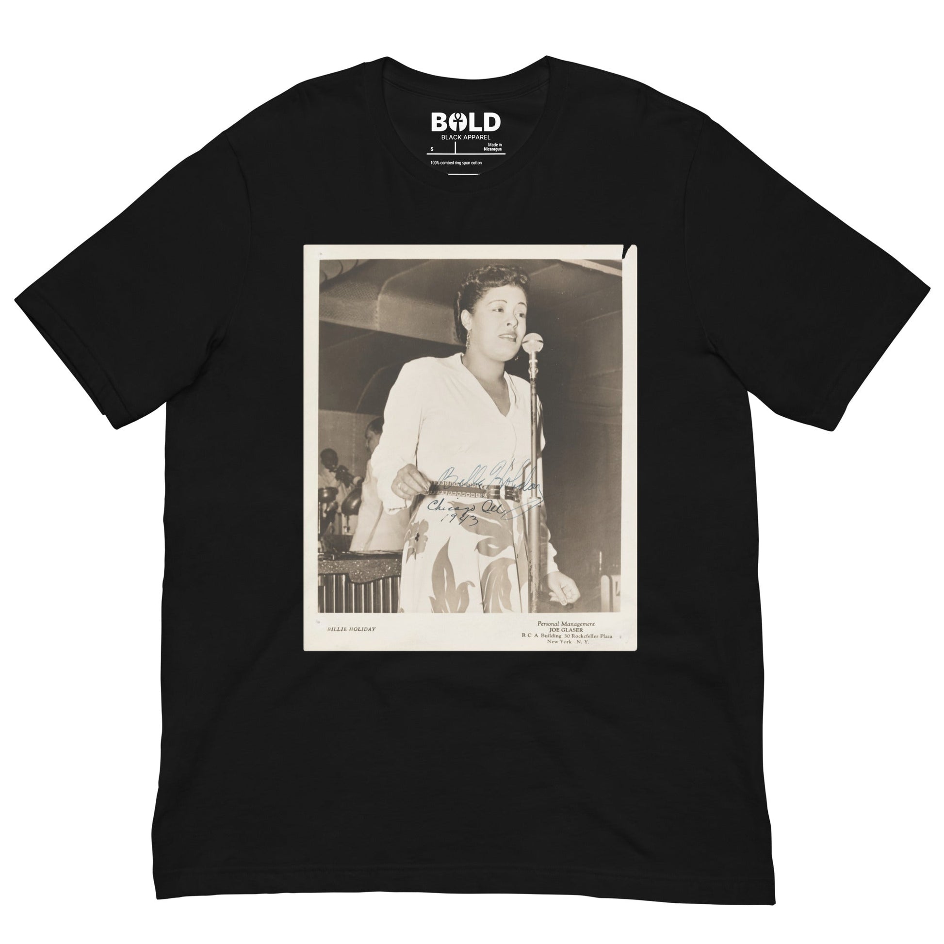 Billie Holiday Singing in Chicago T-Shirt - Bold Black Apparel