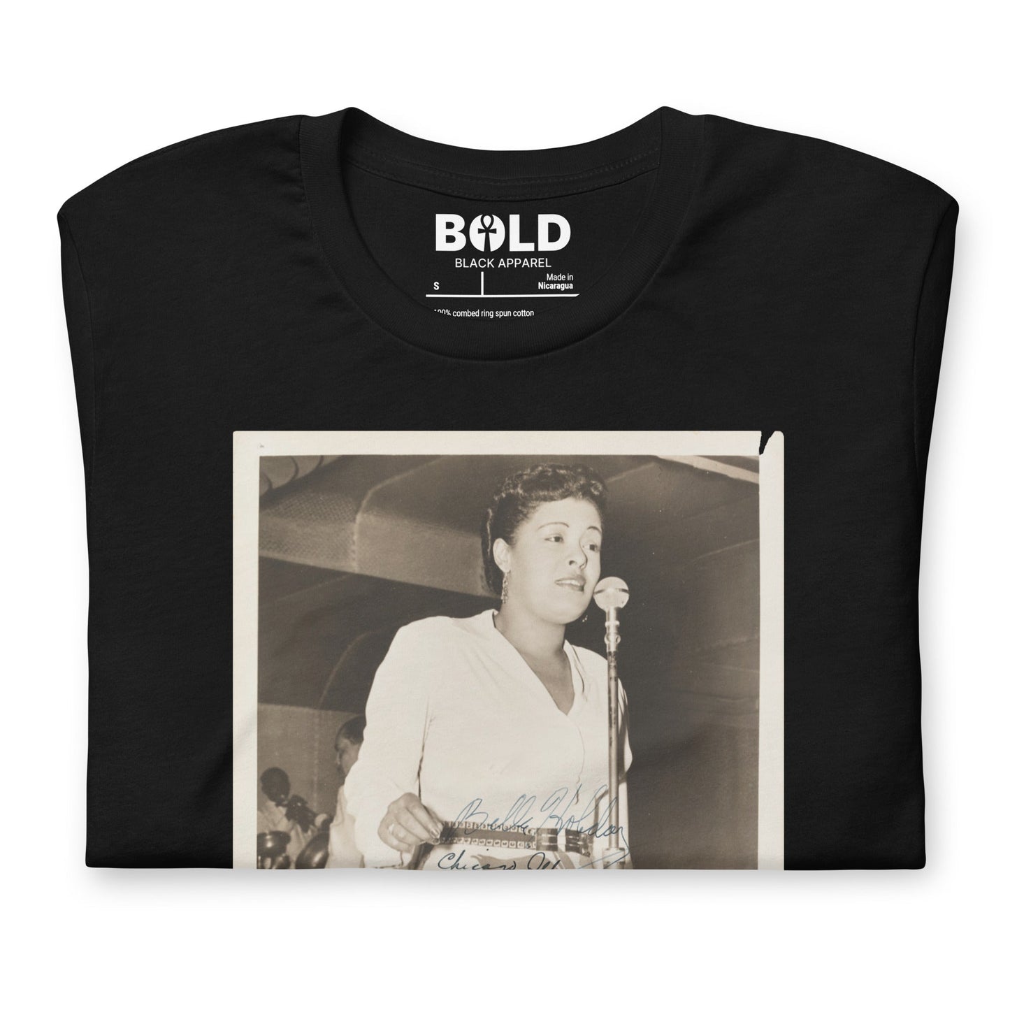 Billie Holiday Singing in Chicago T-Shirt - Bold Black Apparel