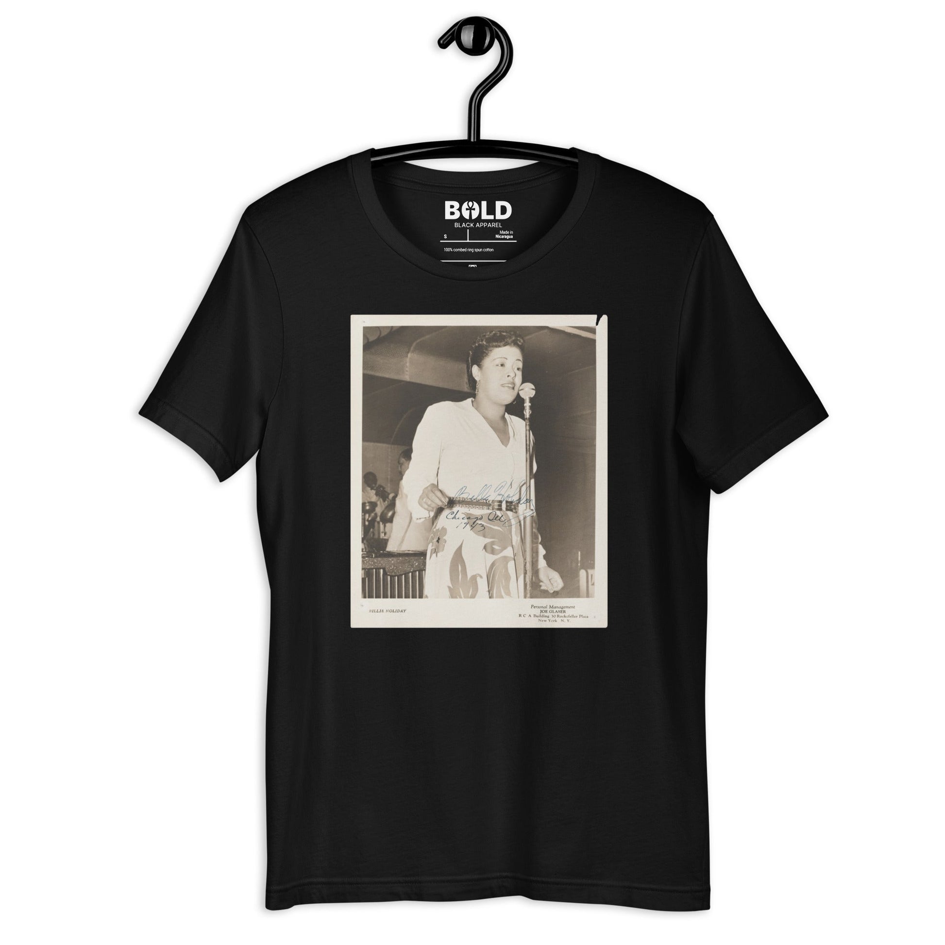 Billie Holiday Singing in Chicago T-Shirt - Bold Black Apparel
