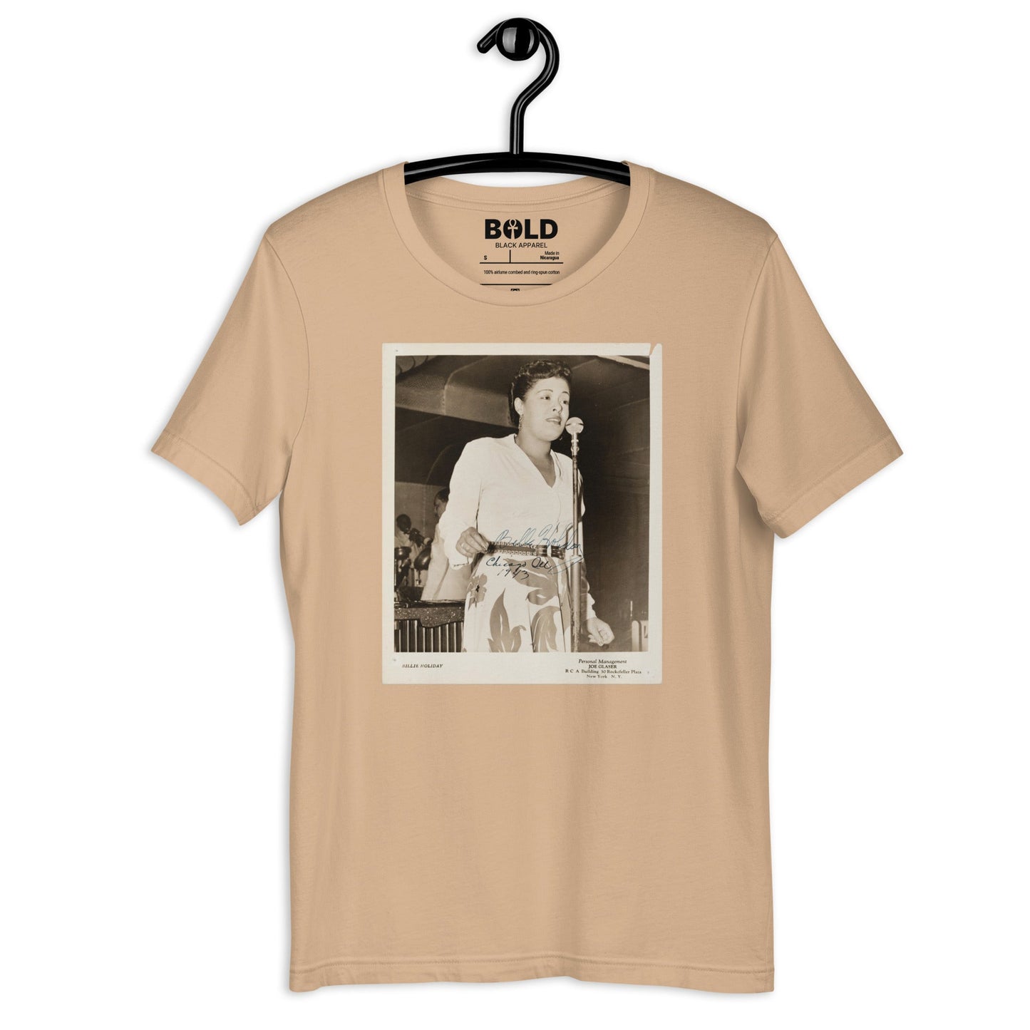 Billie Holiday Singing in Chicago T-Shirt - Bold Black Apparel