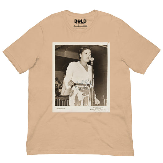 Billie Holiday Singing in Chicago T-Shirt - Bold Black Apparel