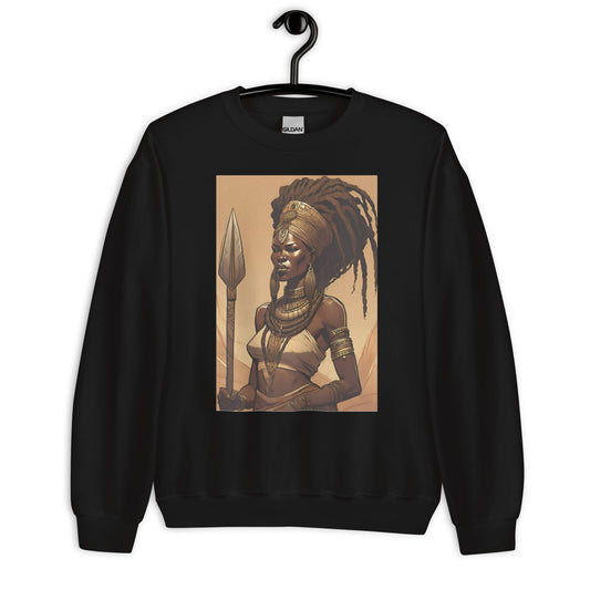 Black Ancient Queen Warrior Crewneck - Bold Black Apparel