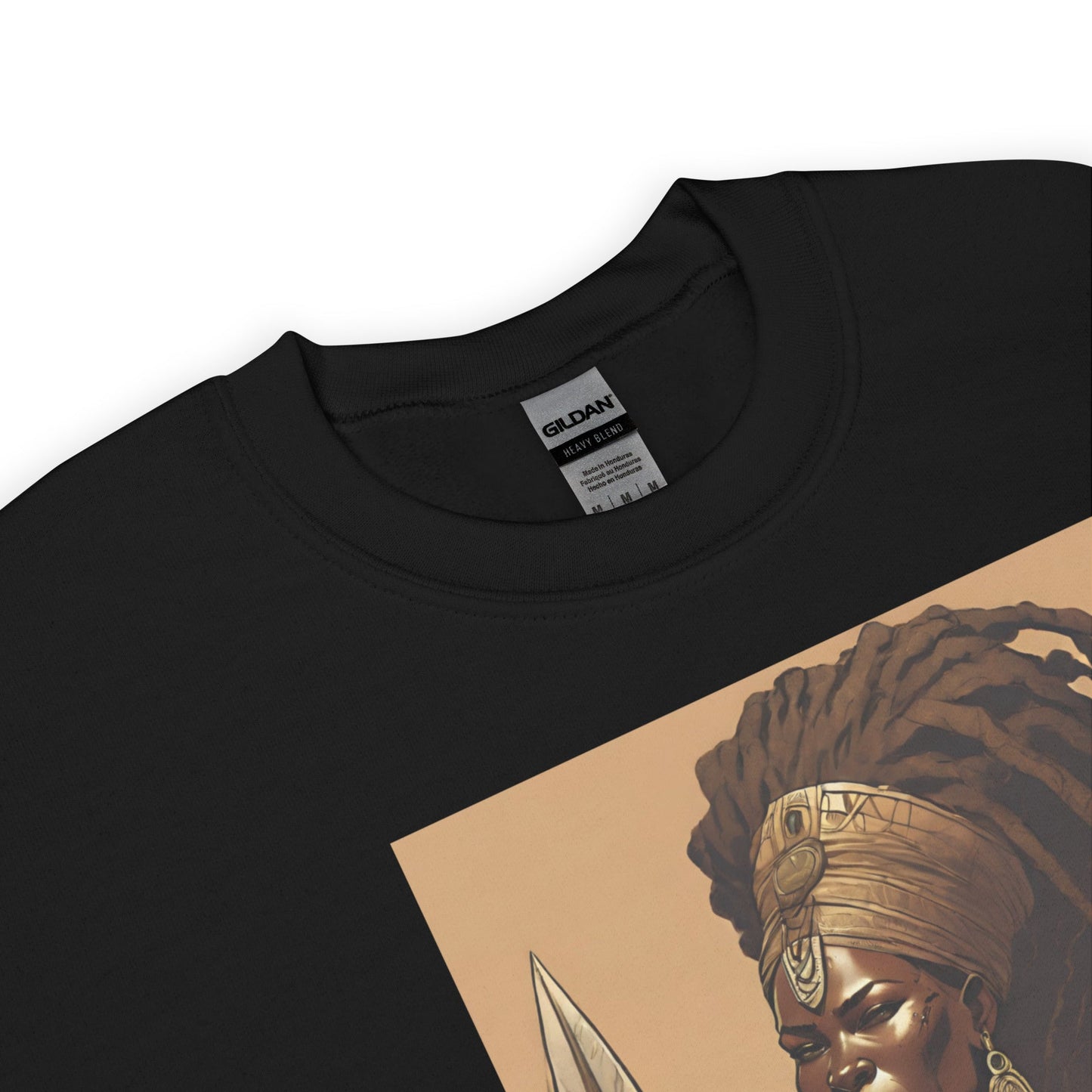 Black Ancient Queen Warrior Crewneck - Bold Black Apparel