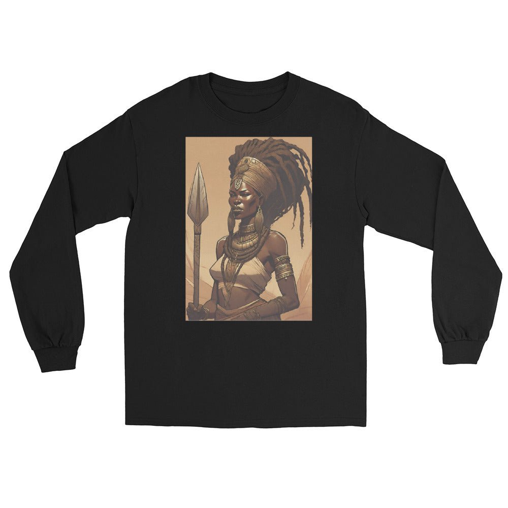 Black Ancient Queen Warrior Long Sleeve - Bold Black Apparel