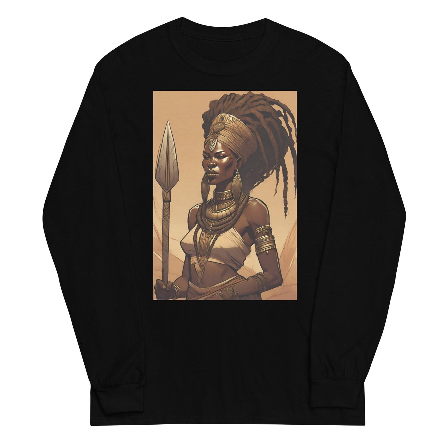 Black Ancient Queen Warrior Long Sleeve - Bold Black Apparel