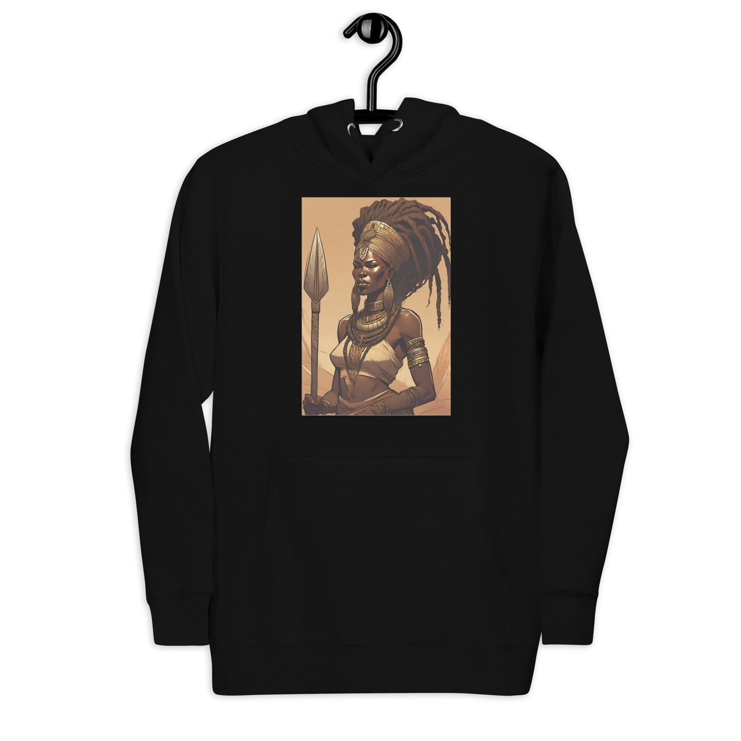 Black Ancient Queen Warrior Premium Hoodie - Bold Black Apparel