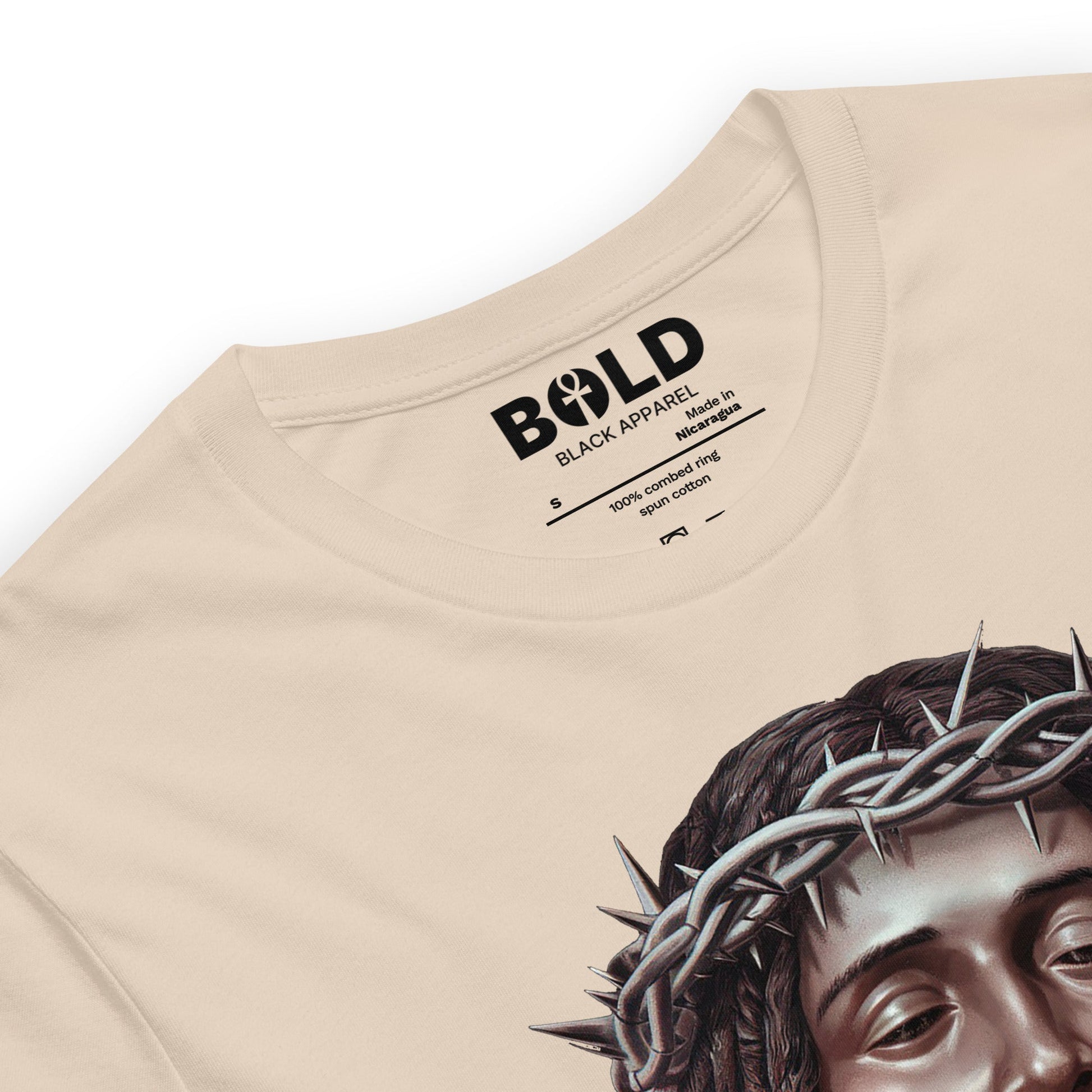 Black Jesus with Crown of Thorns T-Shirt - Bold Black Apparel