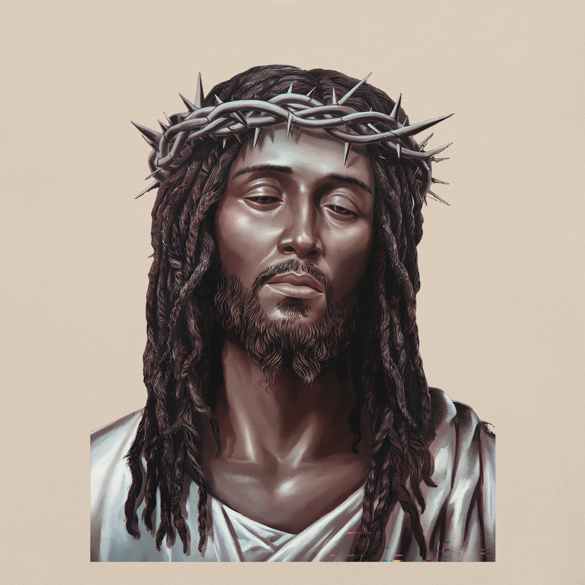 Black Jesus with Crown of Thorns T-Shirt - Bold Black Apparel