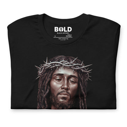 Black Jesus with Crown of Thorns T-Shirt - Bold Black Apparel