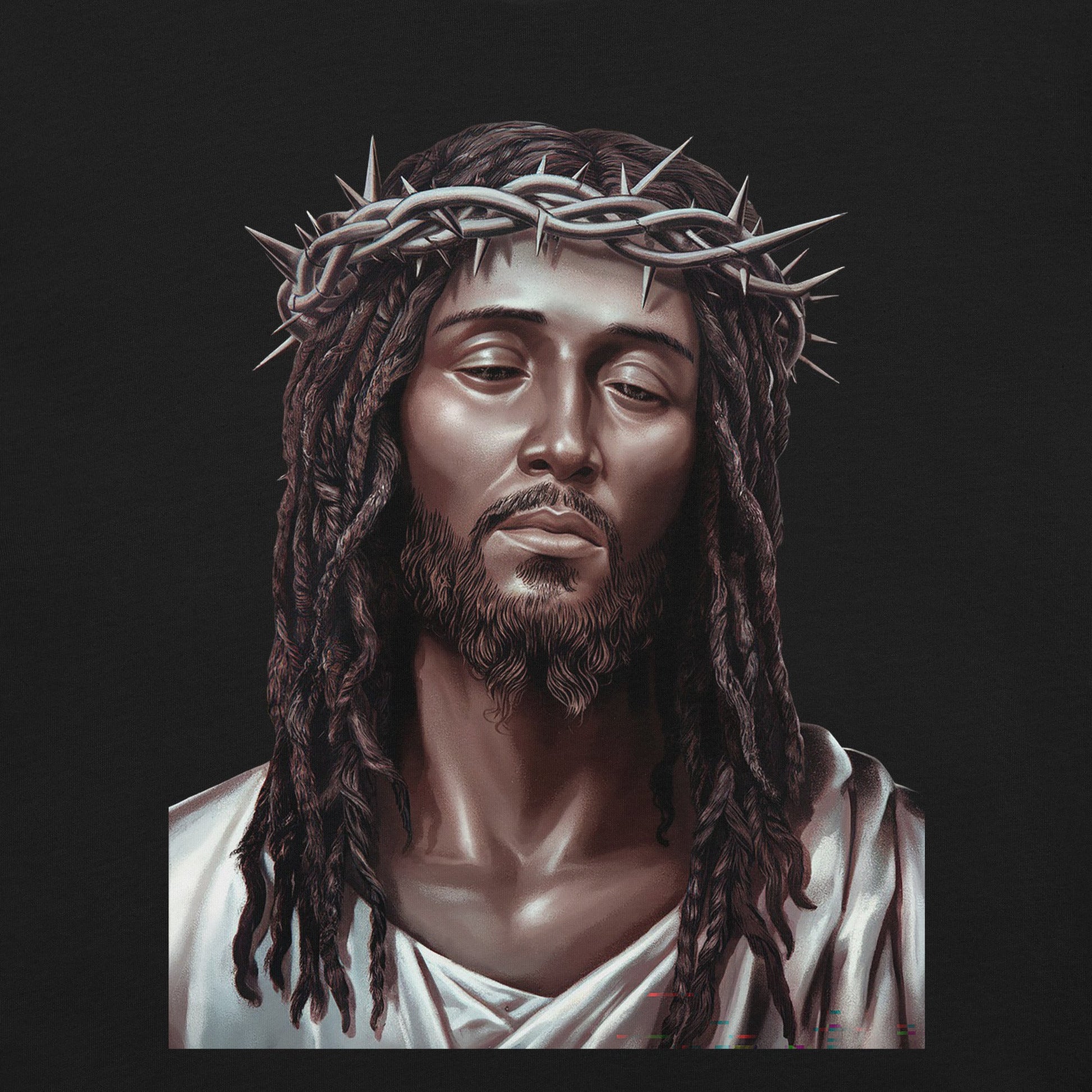Black Jesus with Crown of Thorns T-Shirt - Bold Black Apparel