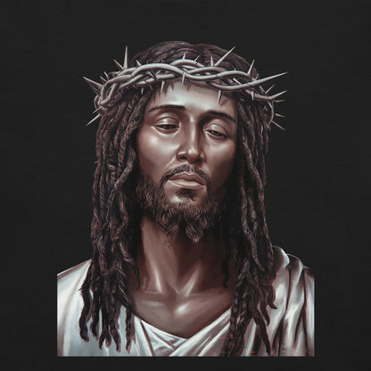 Black Jesus with Crown of Thorns T-Shirt - Bold Black Apparel