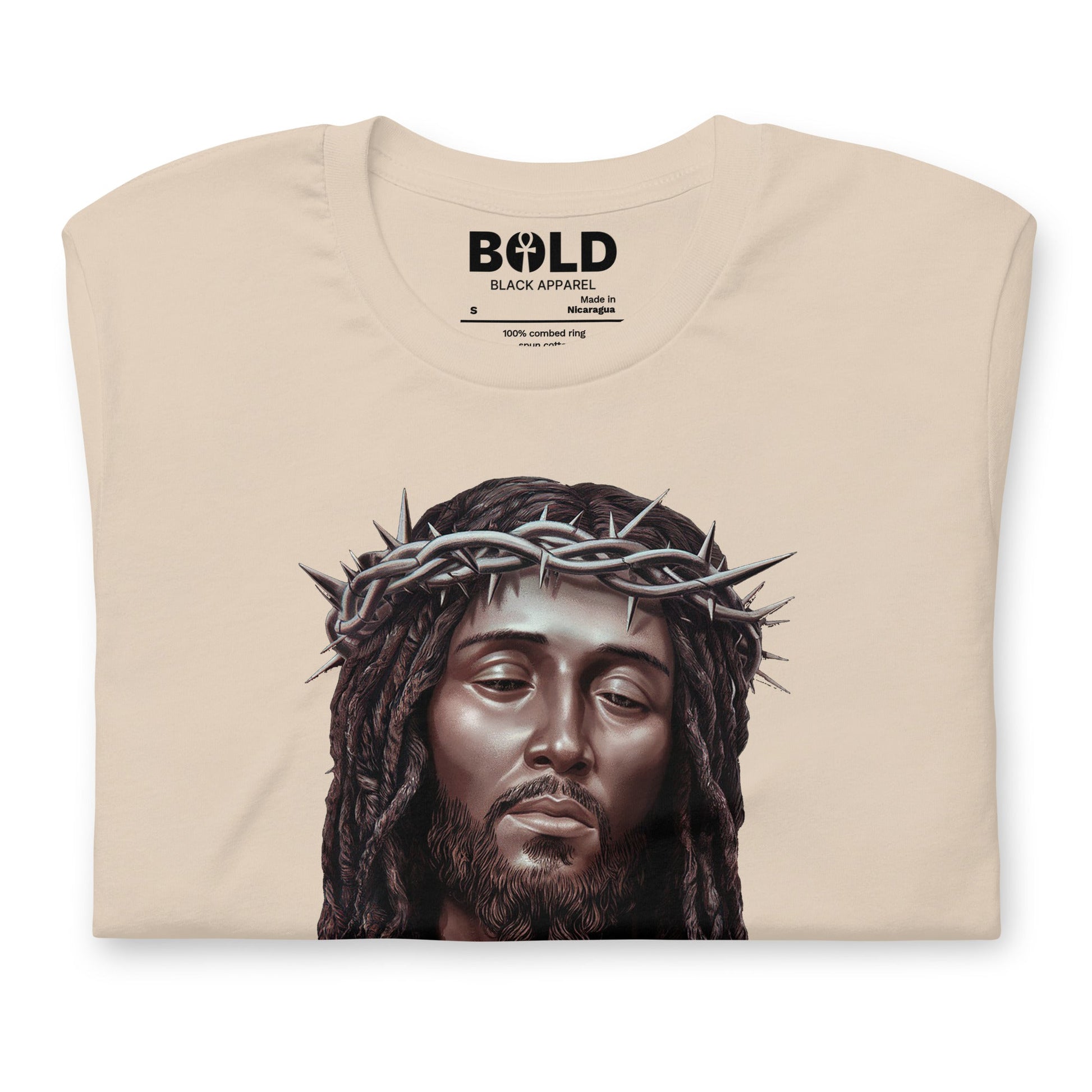 Black Jesus with Crown of Thorns T-Shirt - Bold Black Apparel