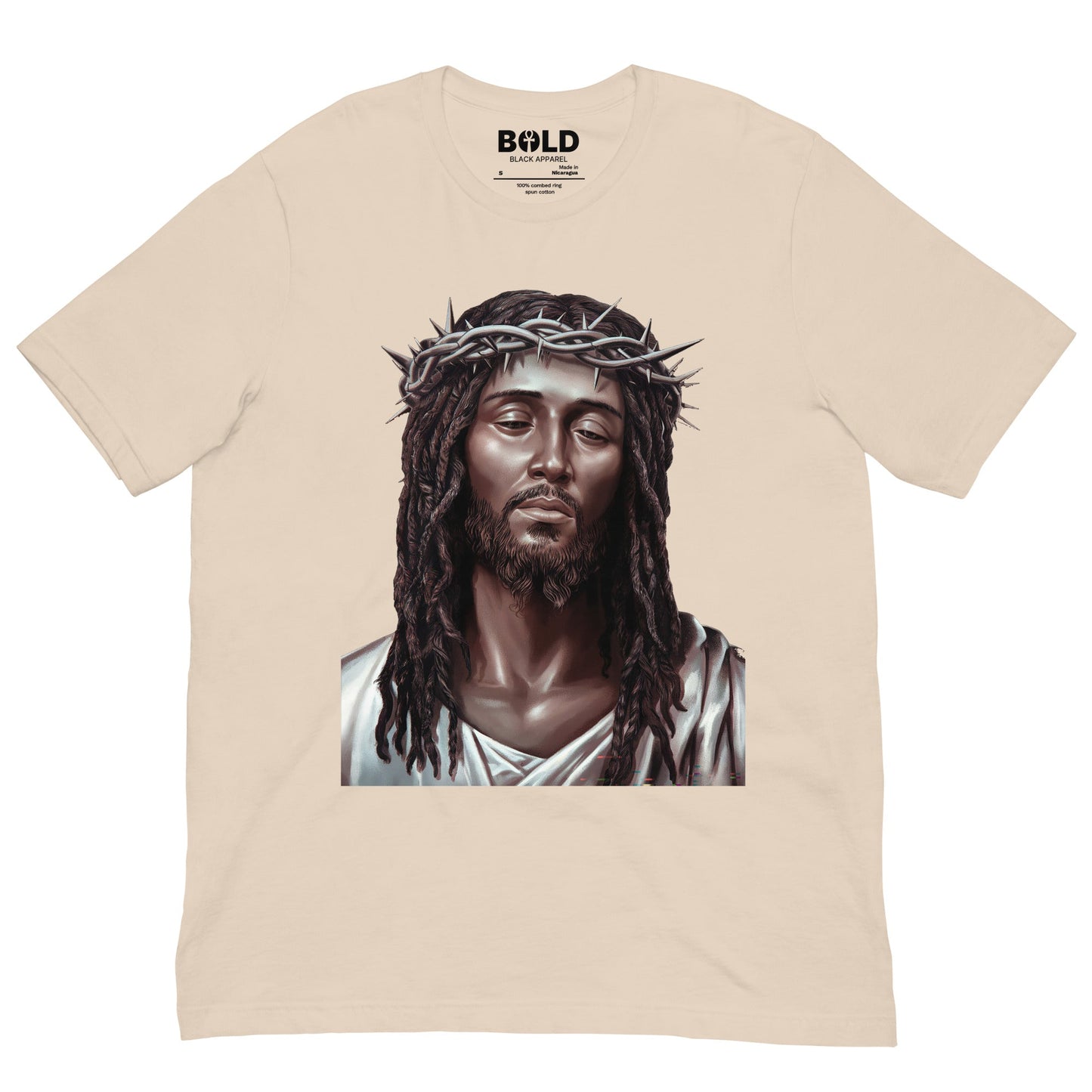 Black Jesus with Crown of Thorns T-Shirt - Bold Black Apparel