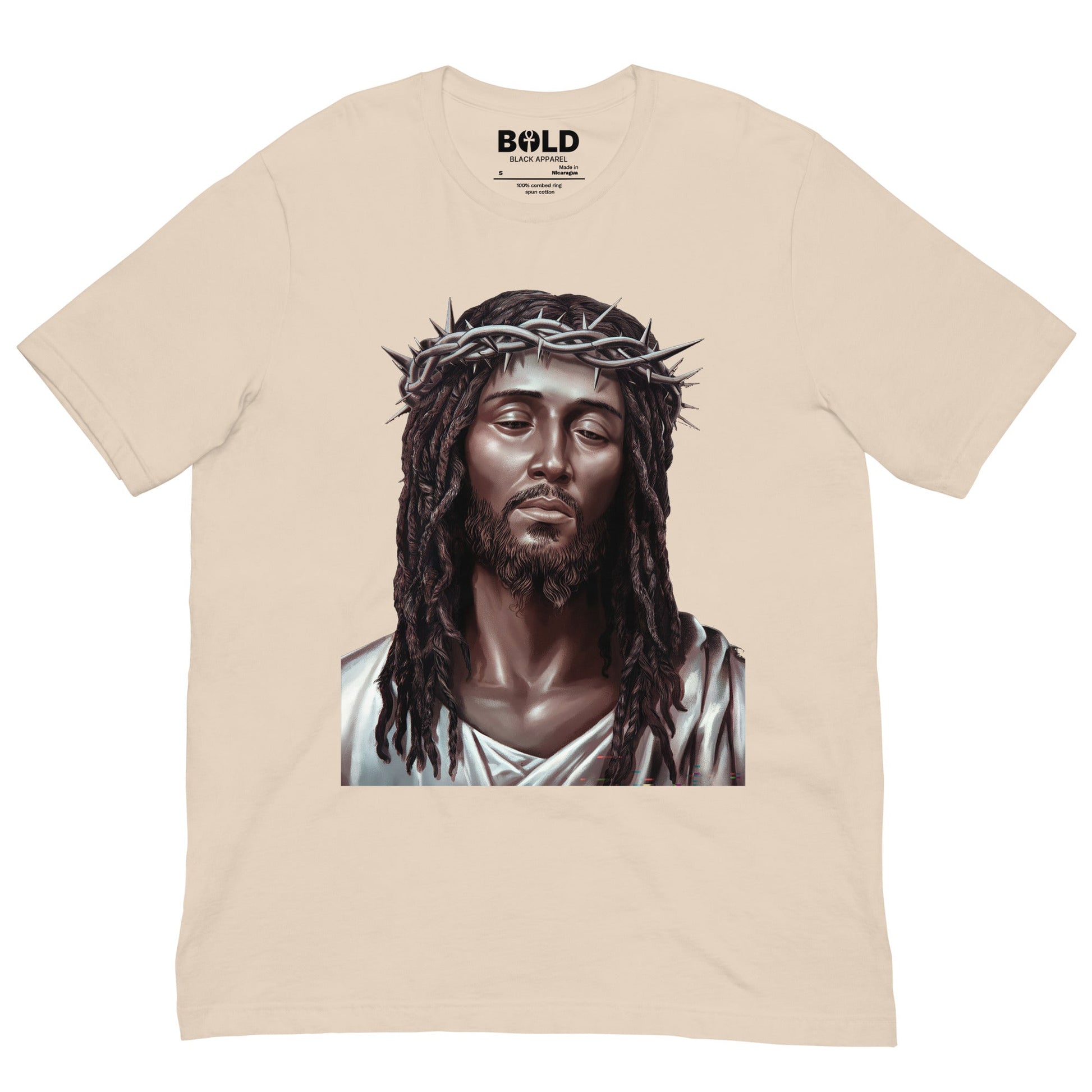 Black Jesus with Crown of Thorns T-Shirt - Bold Black Apparel