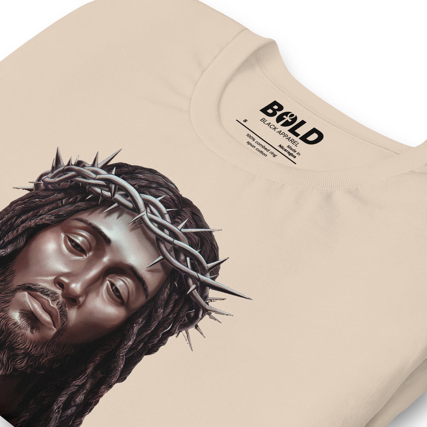 Black Jesus with Crown of Thorns T-Shirt - Bold Black Apparel