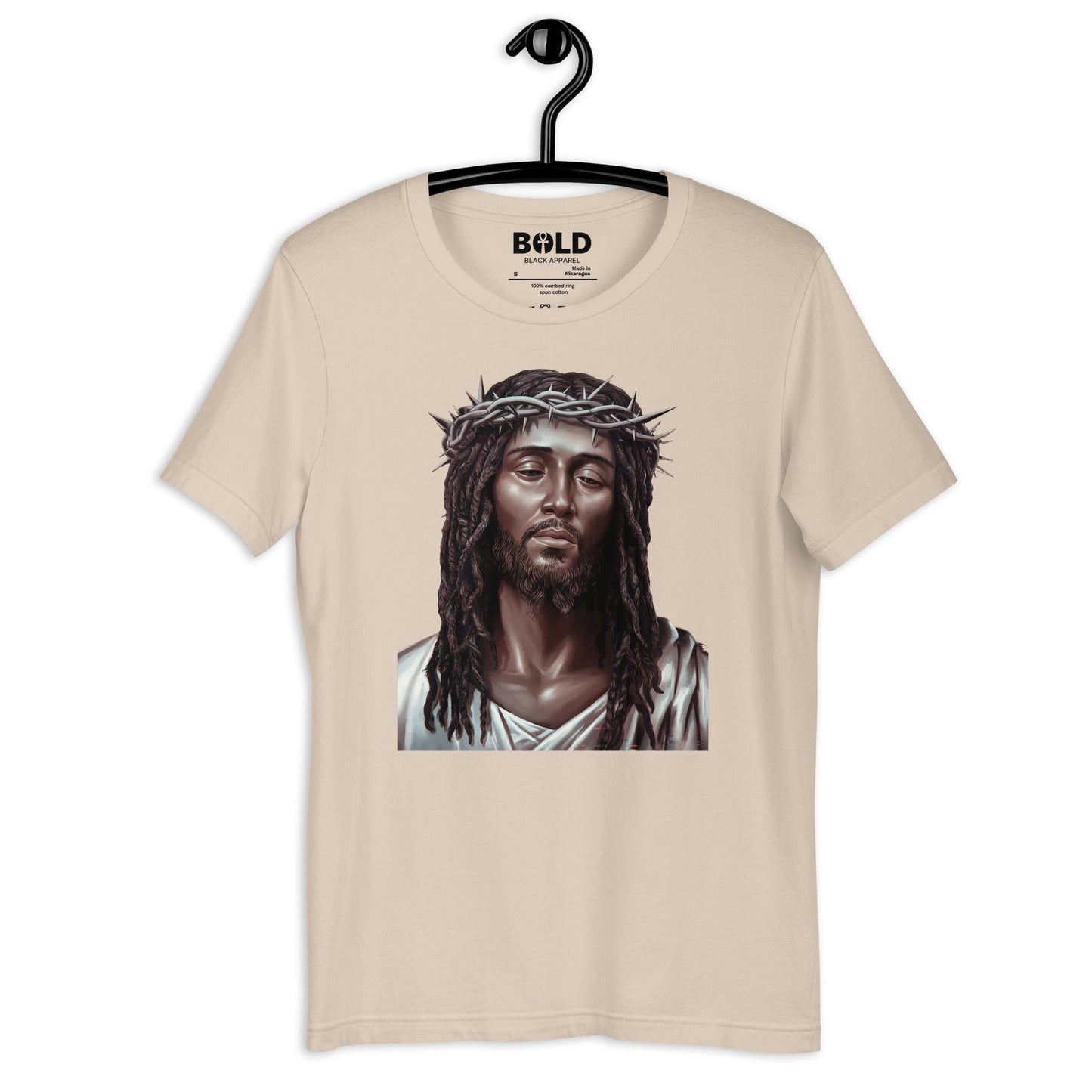 Black Jesus with Crown of Thorns T-Shirt - Bold Black Apparel