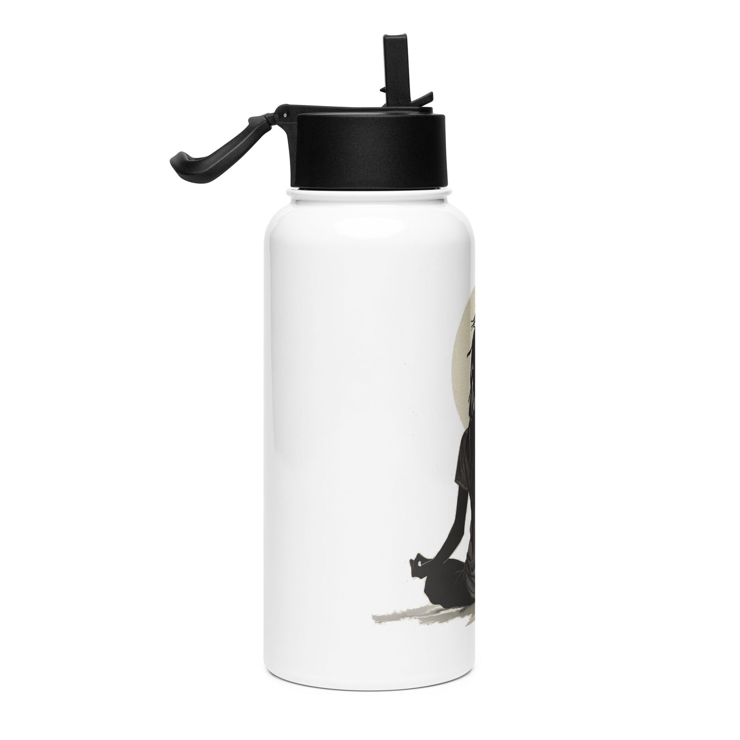 Black Meditation Stainless Steel Water Bottle - Bold Black Apparel