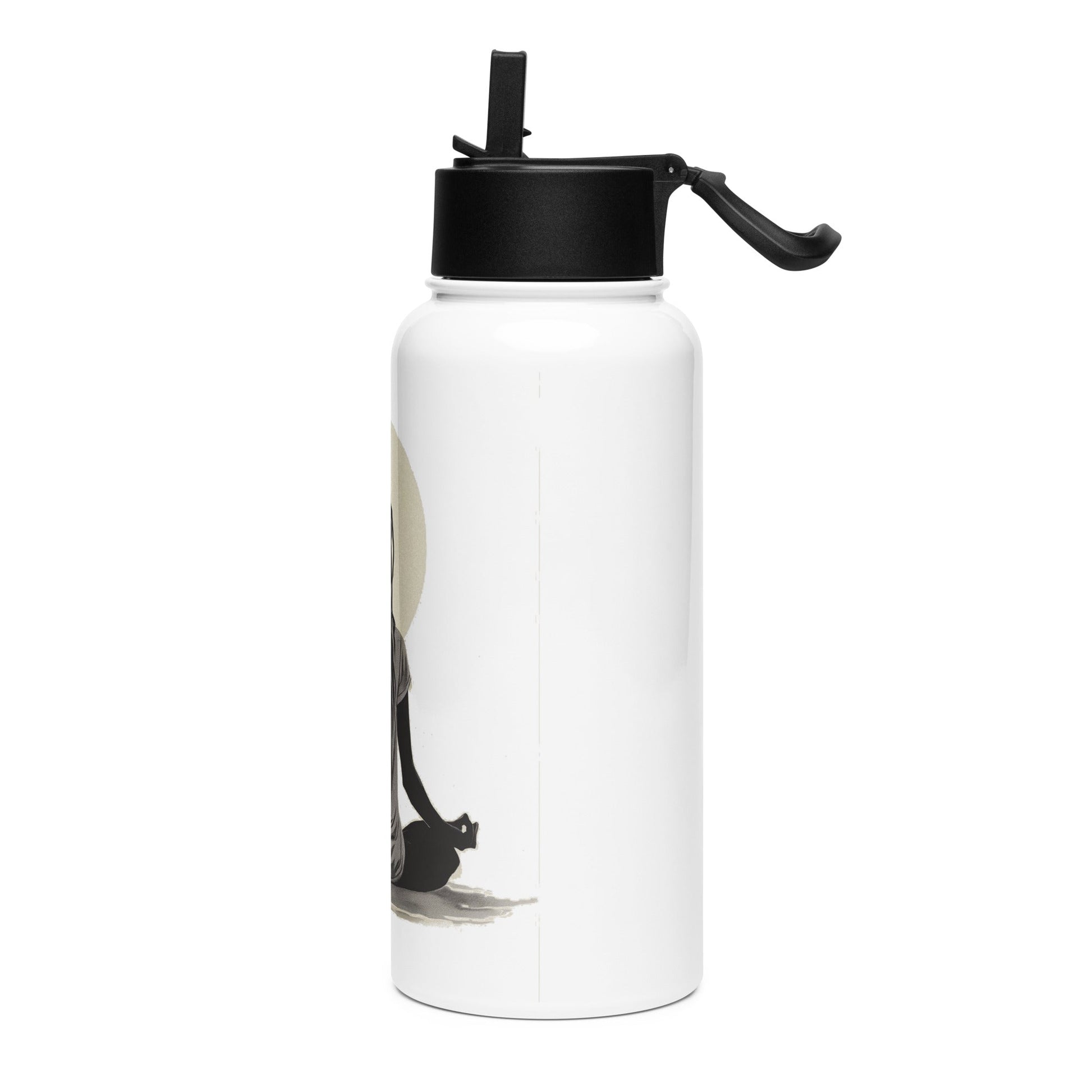 Black Meditation Stainless Steel Water Bottle - Bold Black Apparel