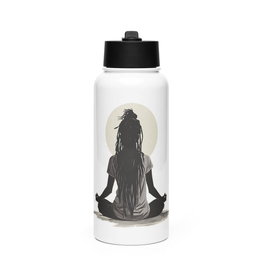 Black Meditation Stainless Steel Water Bottle - Bold Black Apparel