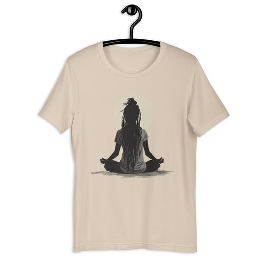 Black Woman Yoga Meditation T-Shirt - Bold Black Apparel