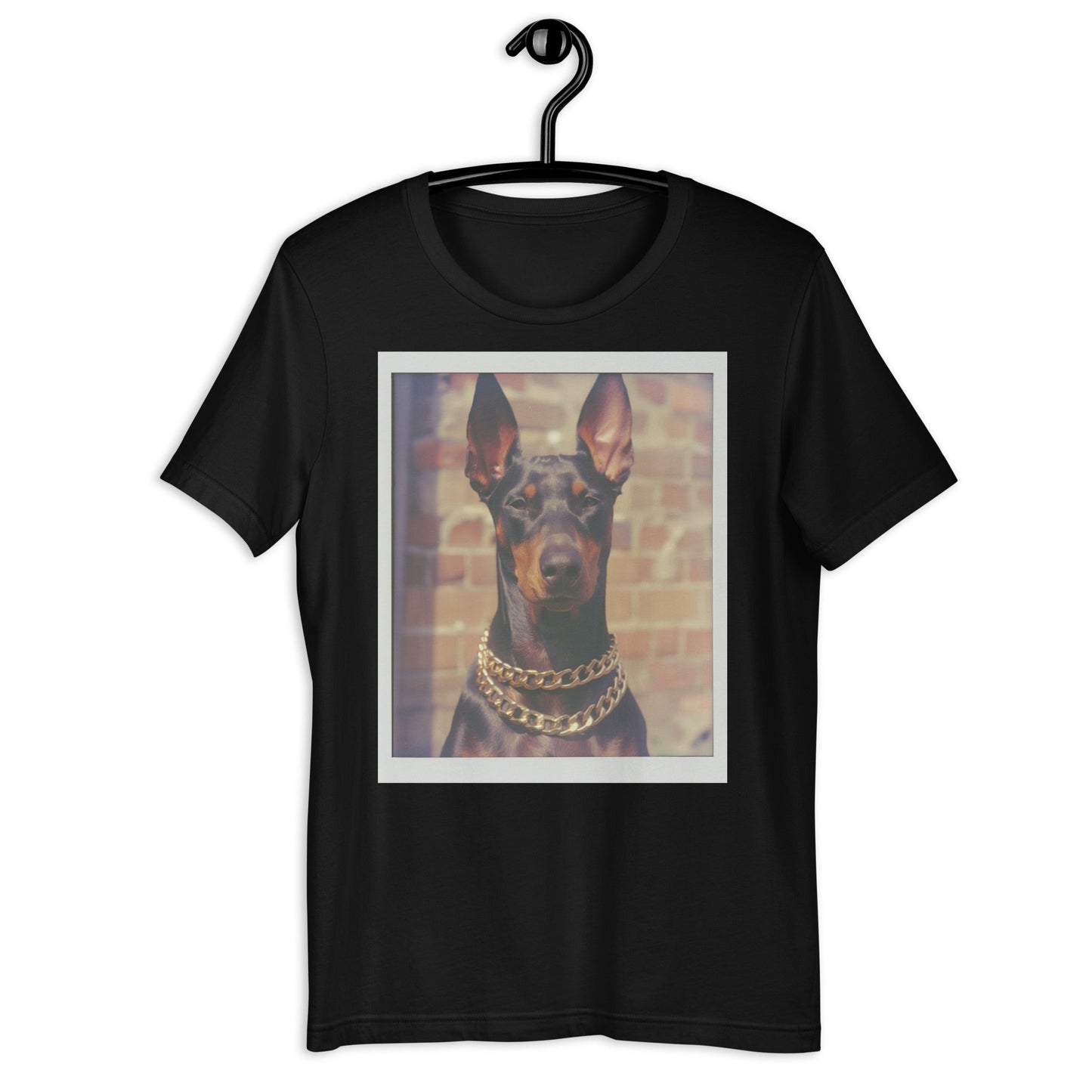 Doberman Pinscher Cuban Link Polaroid T-Shirt - Bold Black Apparel