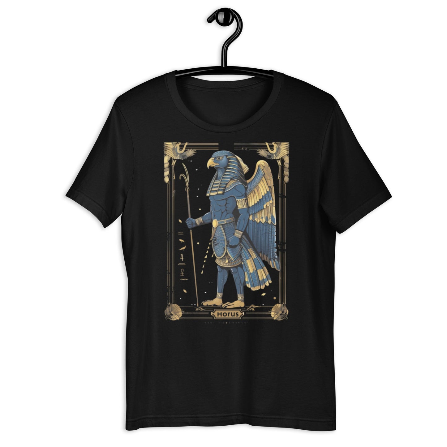 Egyptian God Horus Full Body T-Shirt - Bold Black Apparel