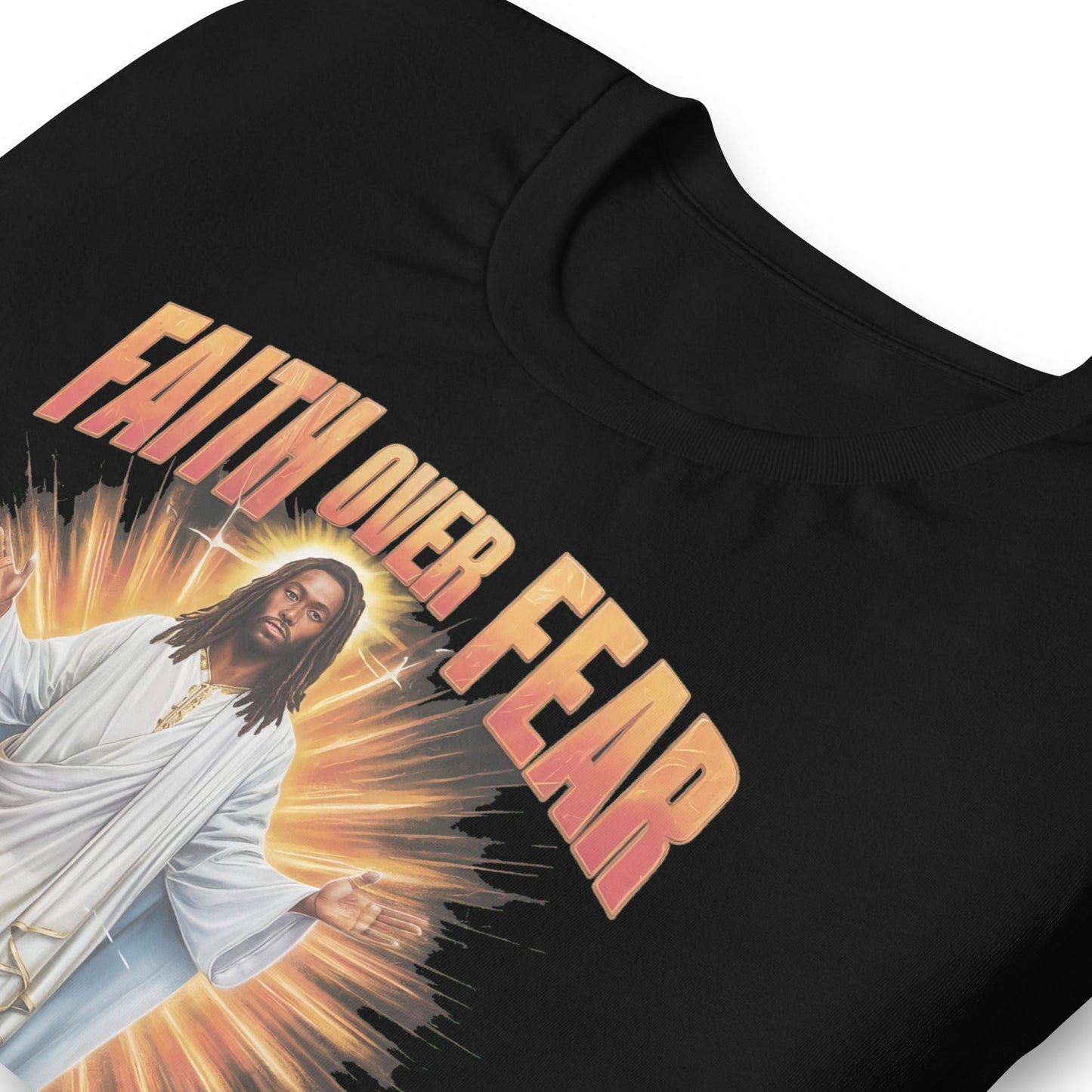 Faith Over Fear Black Jesus T - Shirt - Bold Black Apparel