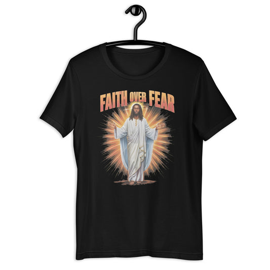 Faith Over Fear Black Jesus T - Shirt - Bold Black Apparel