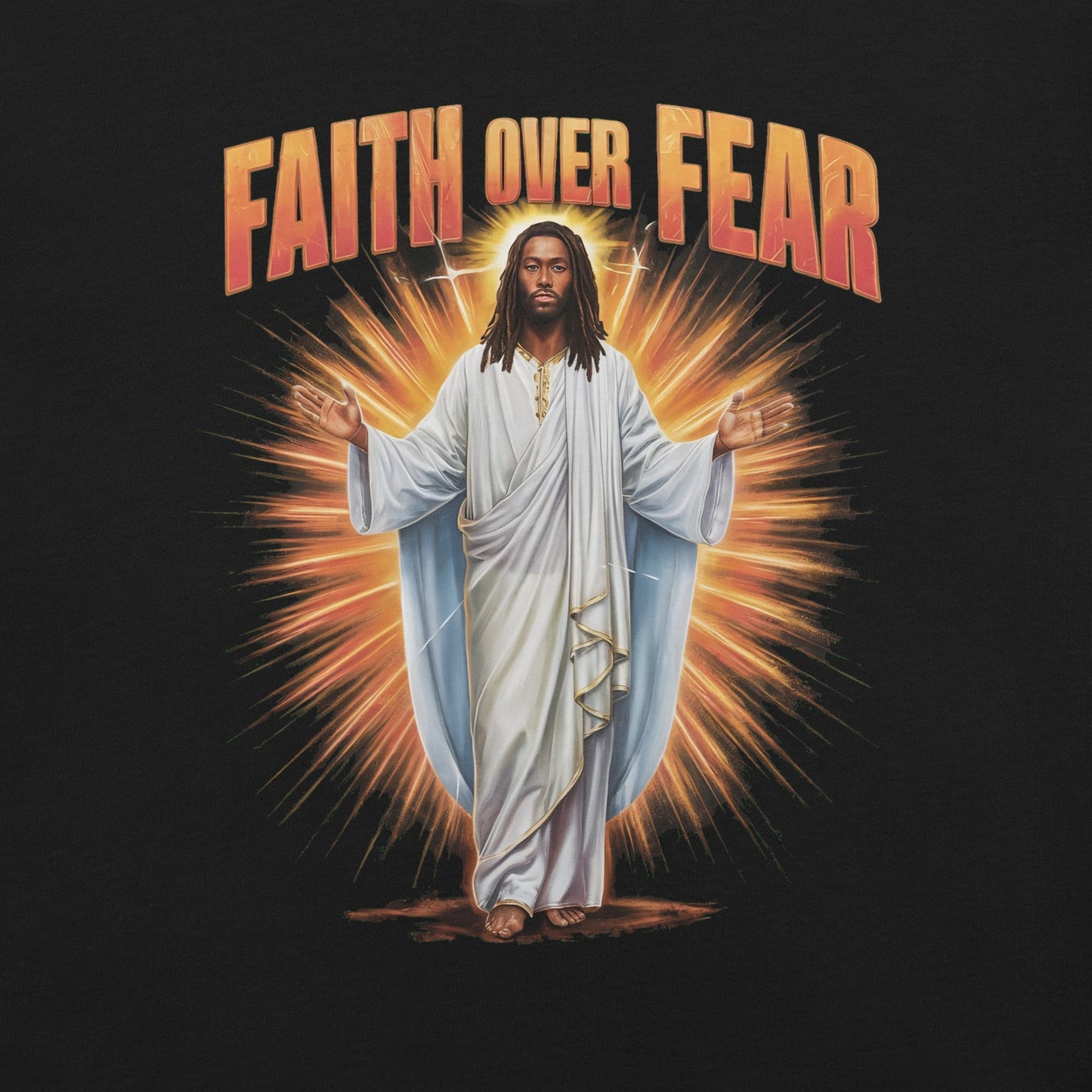 Faith Over Fear Black Jesus T-Shirt - Bold Black Apparel