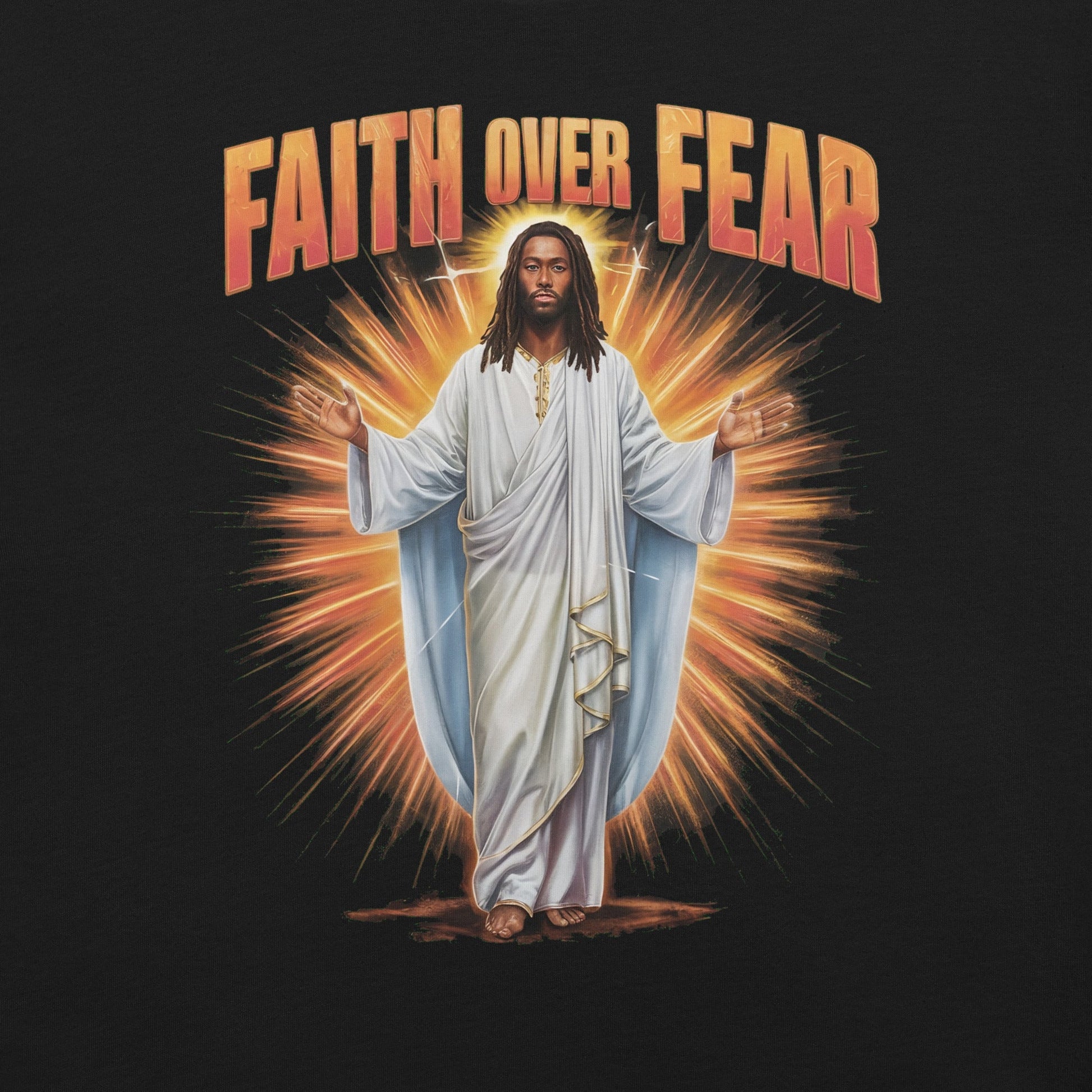 Faith Over Fear Black Jesus T-Shirt - Bold Black Apparel