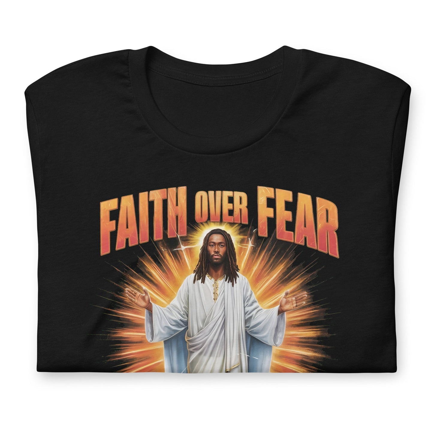Faith Over Fear Black Jesus T-Shirt - Bold Black Apparel
