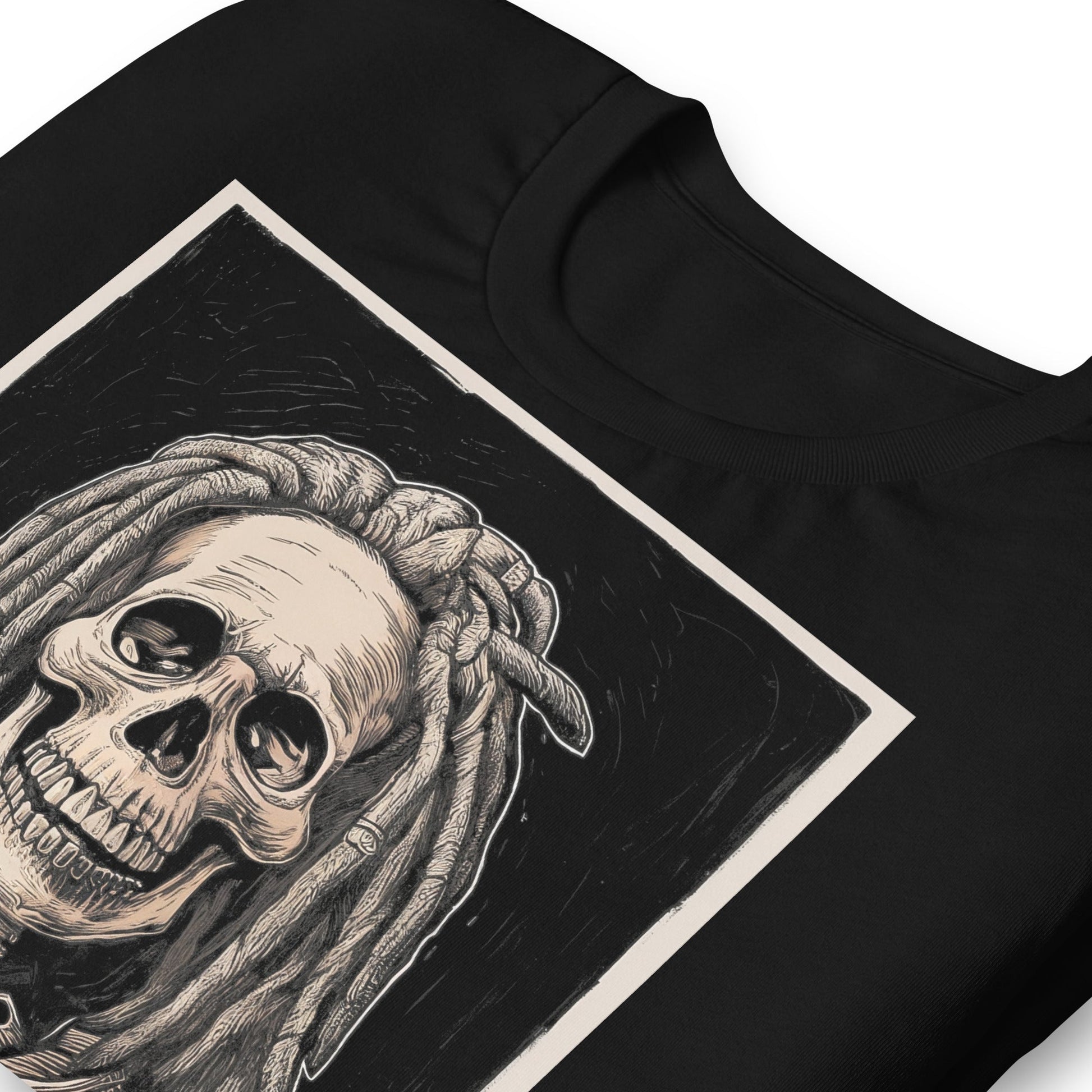 Fresh to Death Skeleton with Locs T-Shirt - Bold Black Apparel