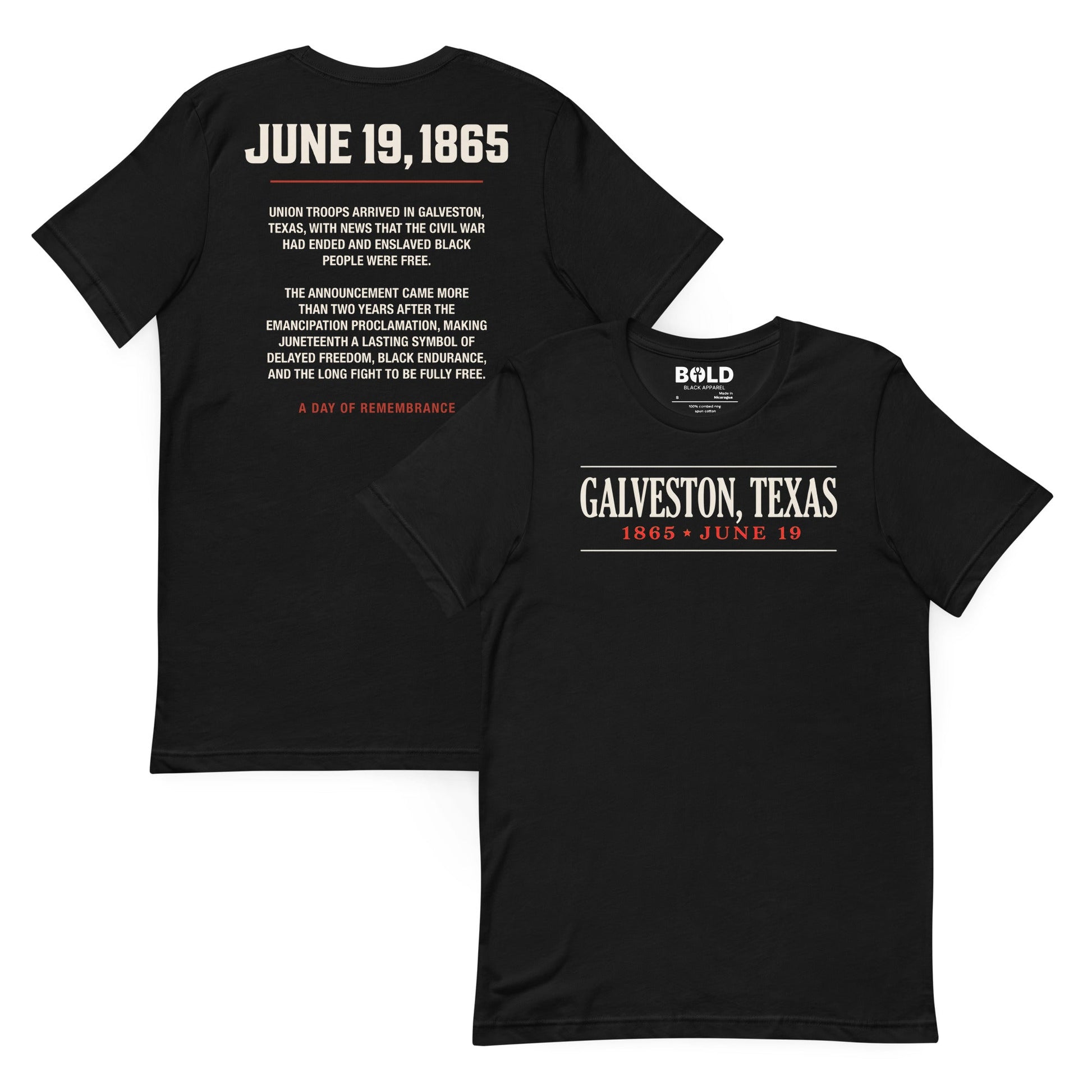 Galveston Texas Juneteenth History T-Shirt - Bold Black Apparel