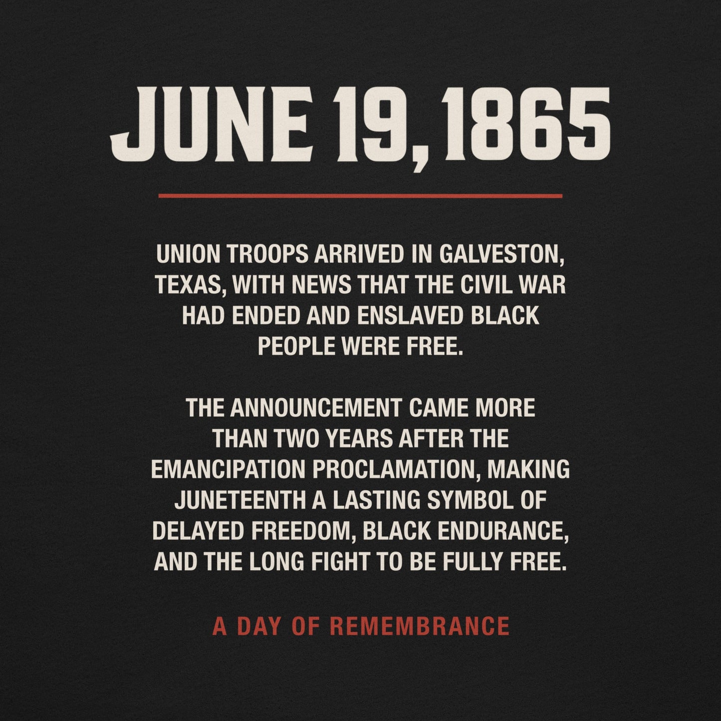 Galveston Texas Juneteenth History T-Shirt - Bold Black Apparel