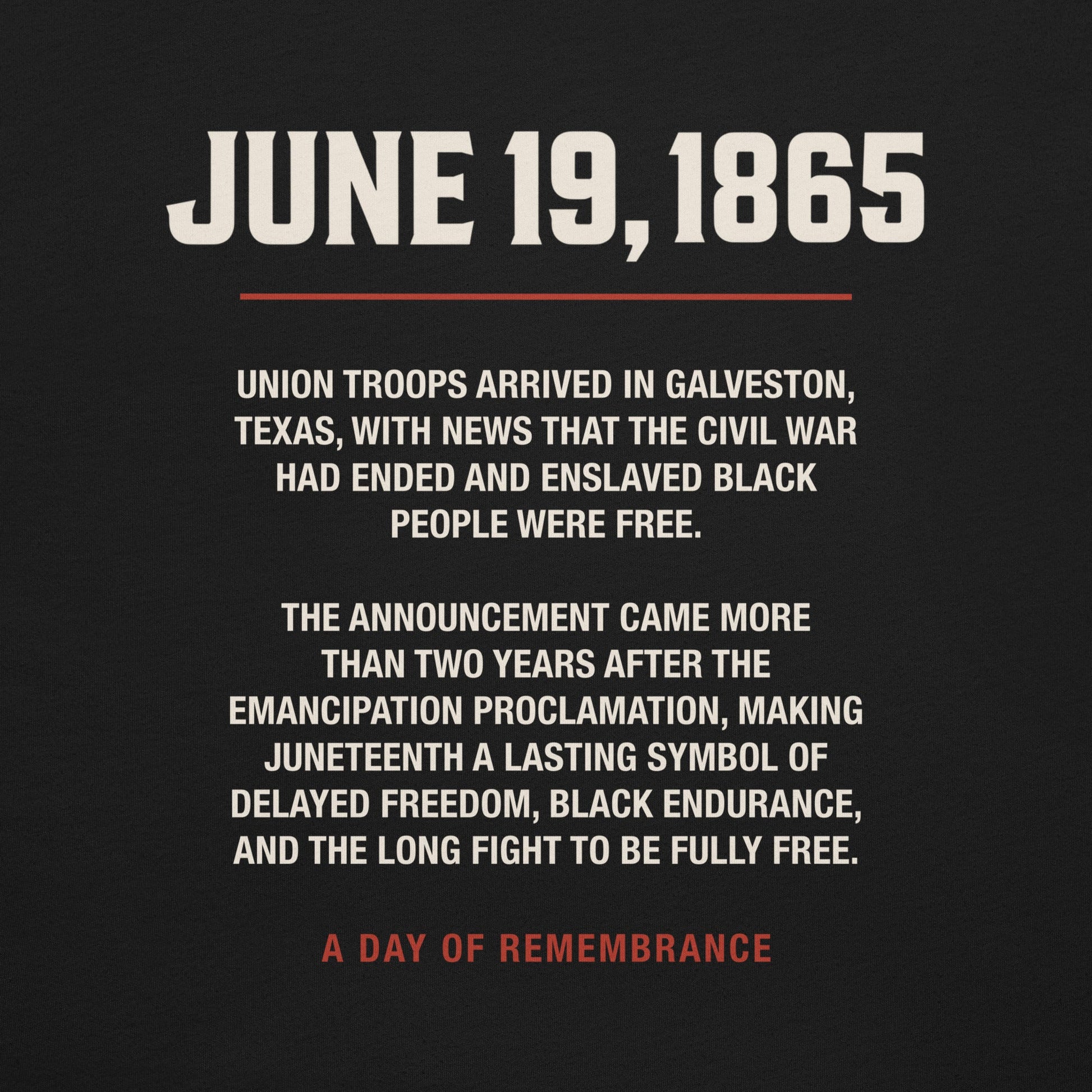 Galveston Texas Juneteenth History T-Shirt - Bold Black Apparel