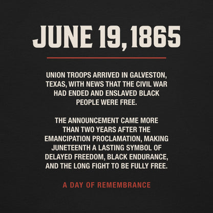 Galveston Texas Juneteenth History T-Shirt - Bold Black Apparel