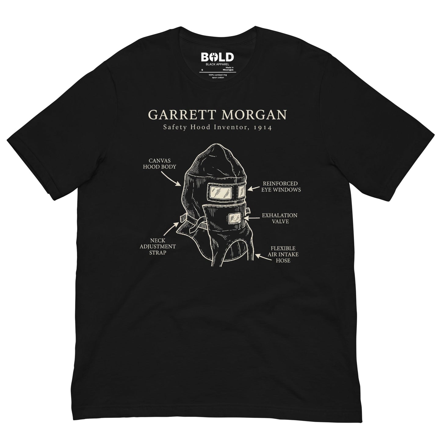 Garrett Morgan Gas Mask T-Shirt - Bold Black Apparel
