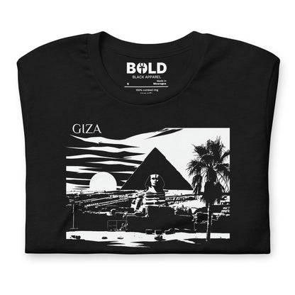 Giza Great Pyramid & Sphinx T-Shirt - Bold Black Apparel