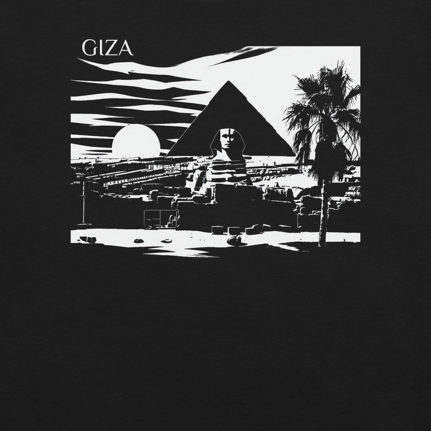 Giza Great Pyramid & Sphinx T-Shirt - Bold Black Apparel