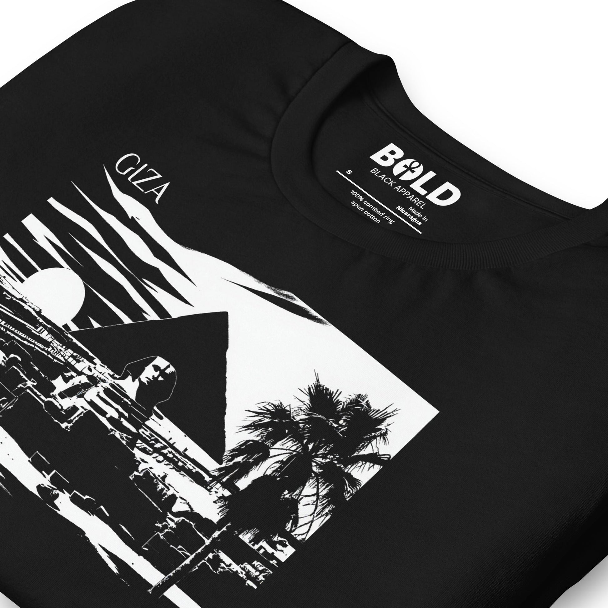 Giza Great Pyramid & Sphinx T-Shirt - Bold Black Apparel