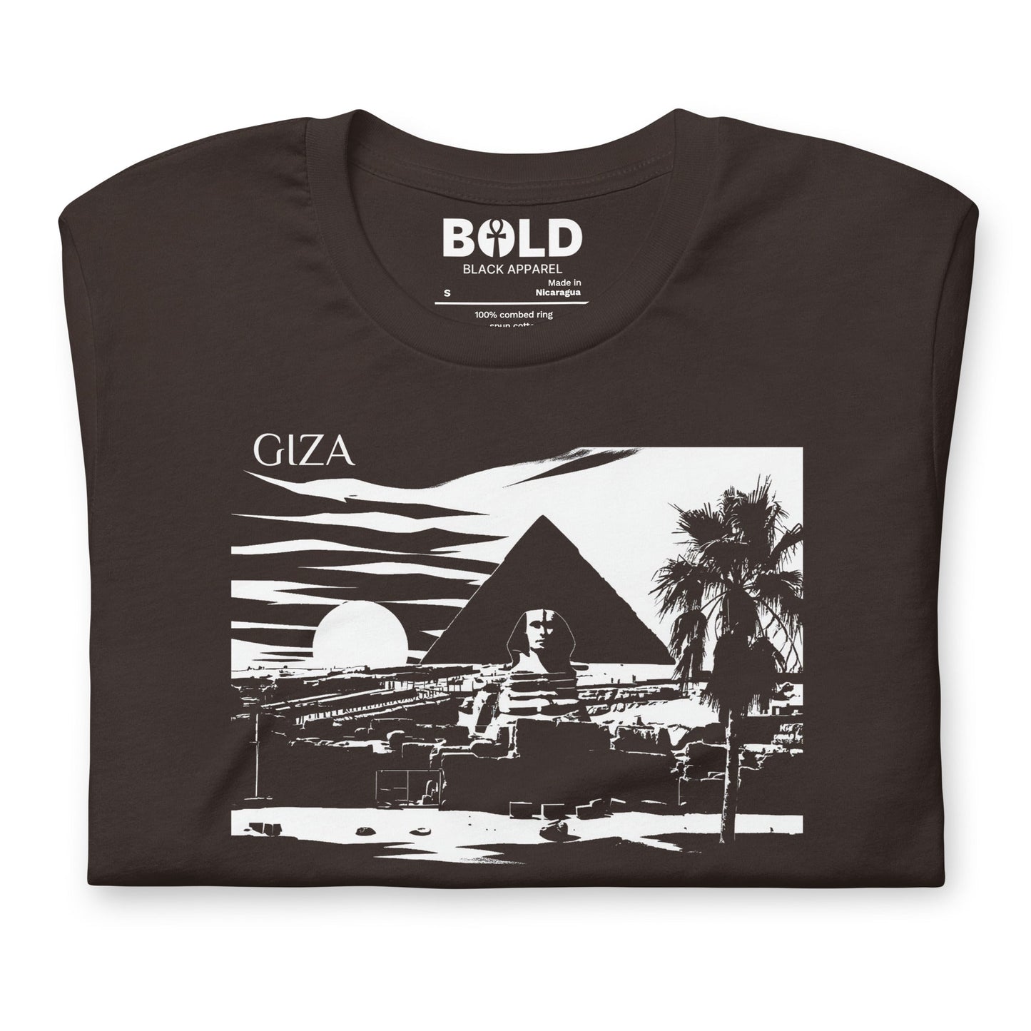 Giza Great Pyramid & Sphinx T-Shirt - Bold Black Apparel